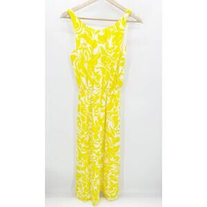 Ann Taylor Summer Scroll Print Yellow Sleeveless Maxi Dress Women's Size 2
